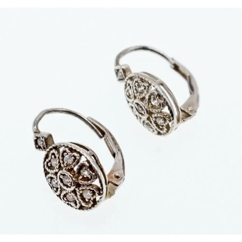 Vintage 925 Sterling Silver CZ Earrings